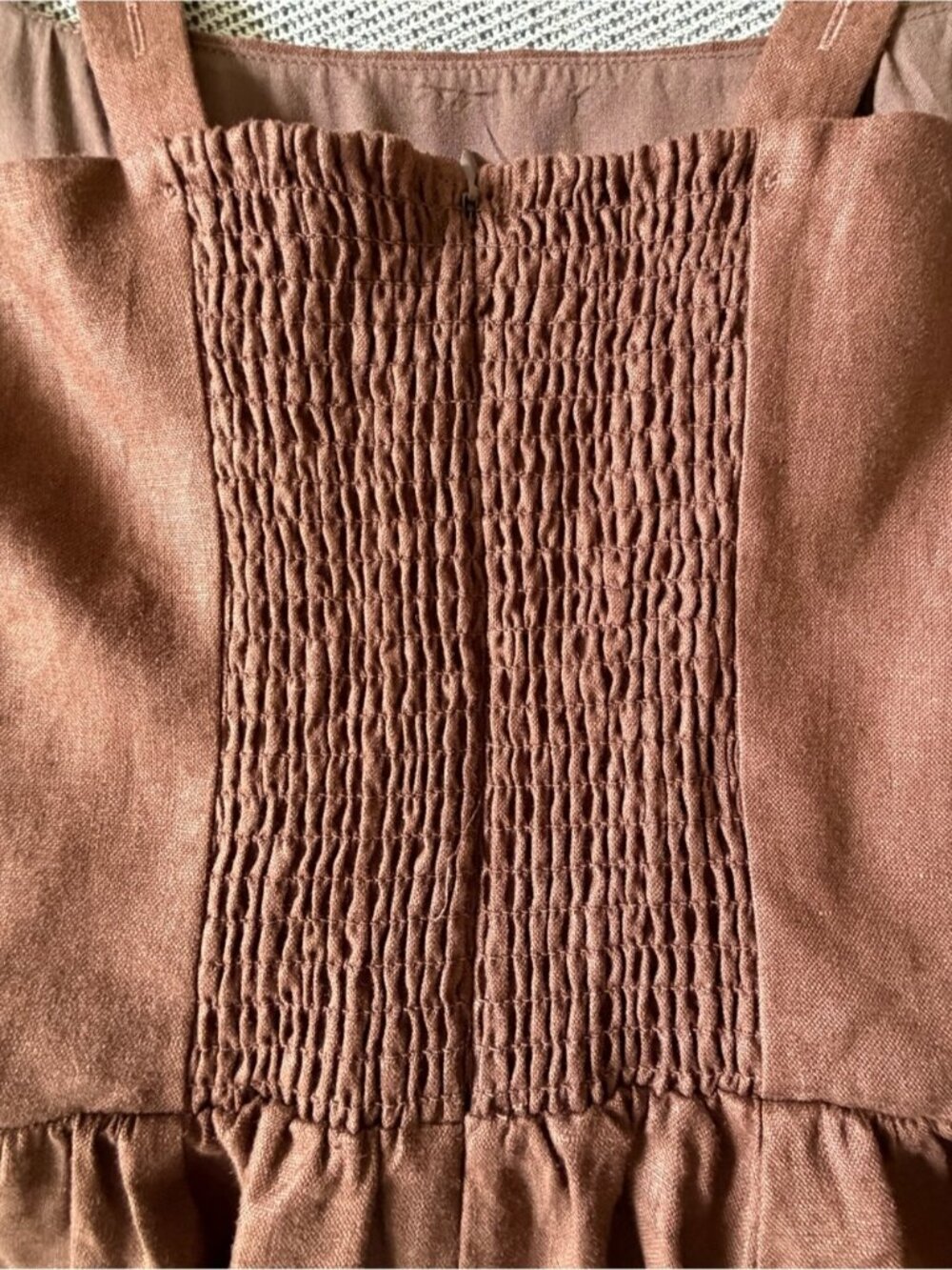 NEW Reformation Janu Square Neck Midi Linen Dress Chocolate Cake Brown US 0 UK 4 - Picture 11 of 11